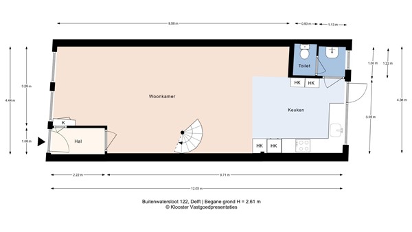 Plattegrond - Buitenwatersloot 122, 2613 SV Delft - Buitenwatersloot 122_Begane grond.jpg